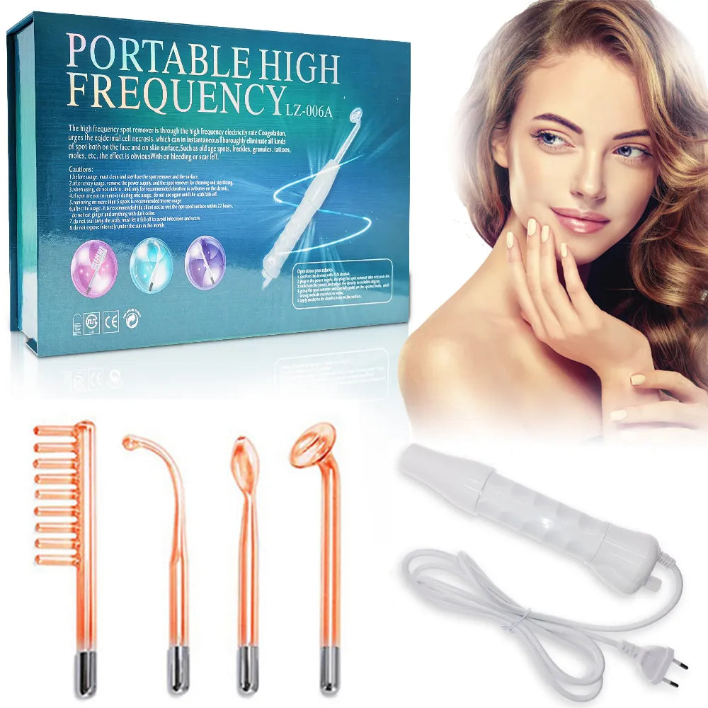 4-in-1 Portable High-Frequency Beauty Device - Spot Remover, Facial Care, Spa Derma Wand-1